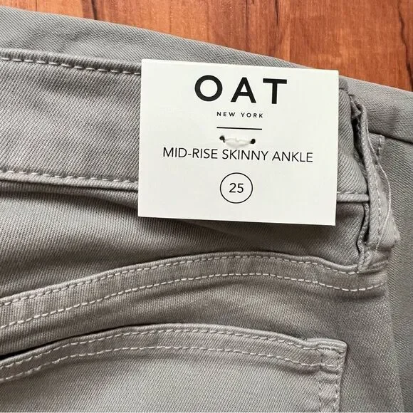 OAT NEW YORK Mid-rise skinny ankle jeans 🌺 stretch 🌺 NWT 🌺 gray 🌺 size 25 - Picture 4 of 10